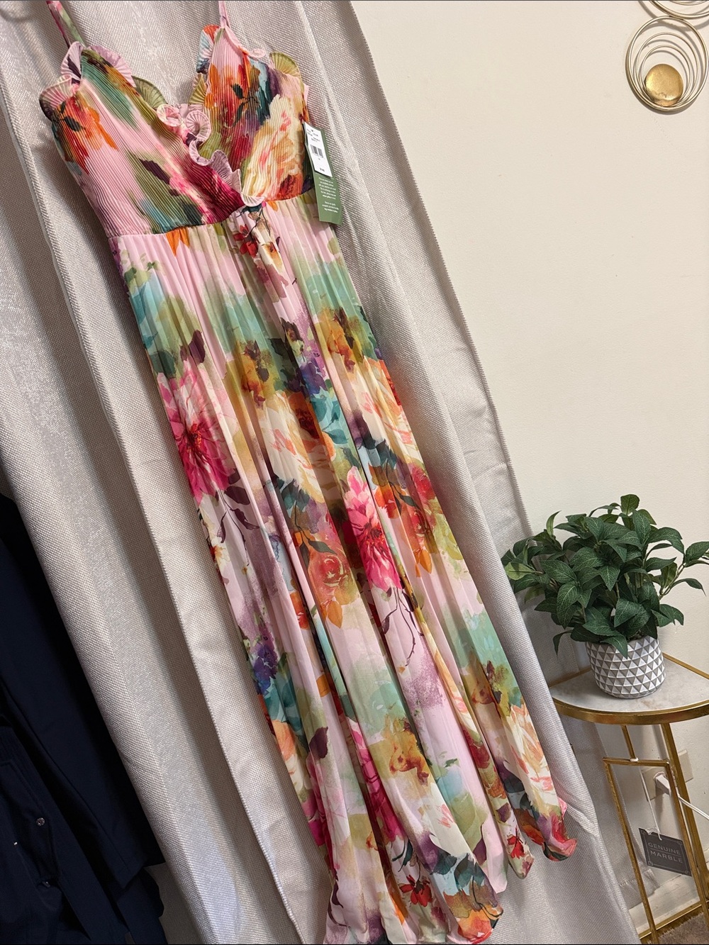 Pleated Floral Maxi Dress in Pastel Multi - Lightweight Summer Style